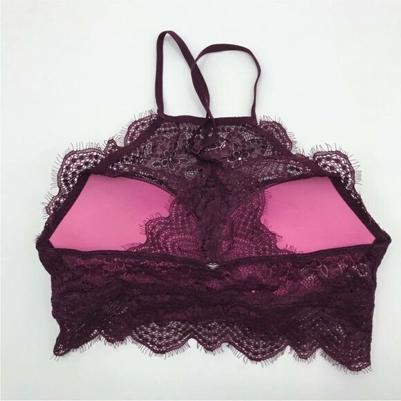 Victoria's secret PINK Eyelash Lace High Neck Push Up Bralette sz XSmall - Picture 3 of 12